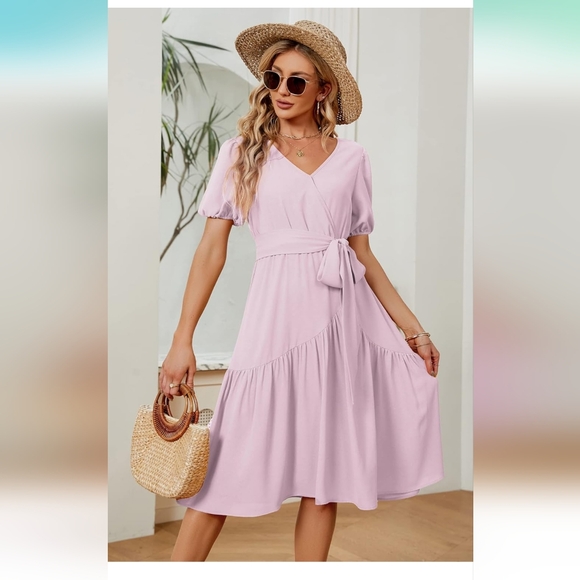 Puff Sleeve Midi Dress - Picture 4 of 17